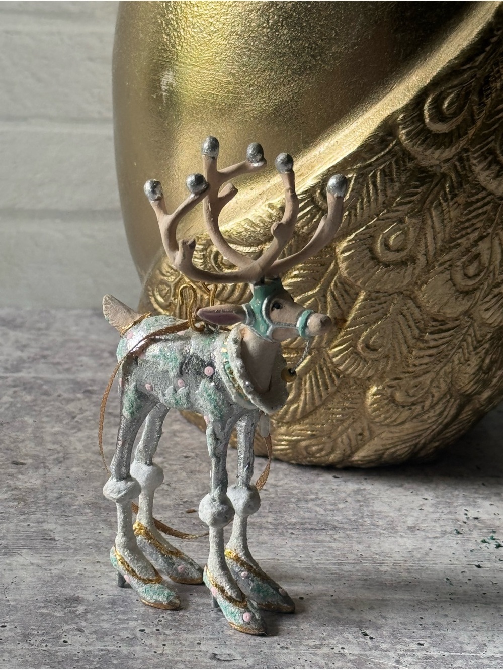 Mackenzie Childs Patience Brewster Moonbeam Vixen Reindeer Mini Ornament